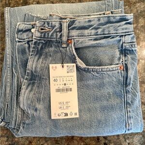 NWT Zara Wide Leg Blue Jeans Women